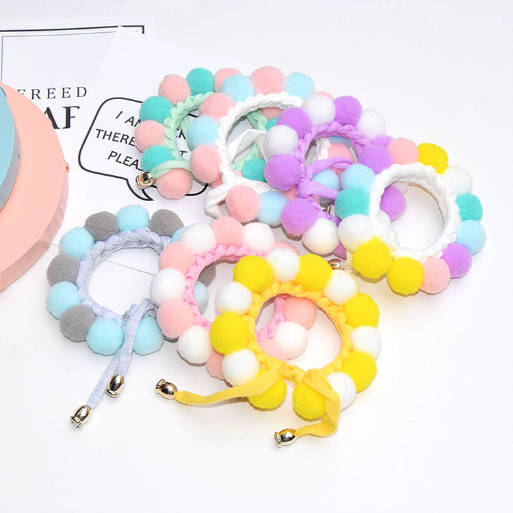 Popular pet supplies hand-woven hairball adjustable Christmas cat dog scarf pet collar