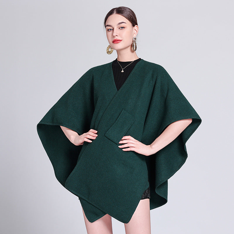 European and American autumn and winter new Internet celebrity temperament loose fashion scarf shawl with cape cape shawl women's coat