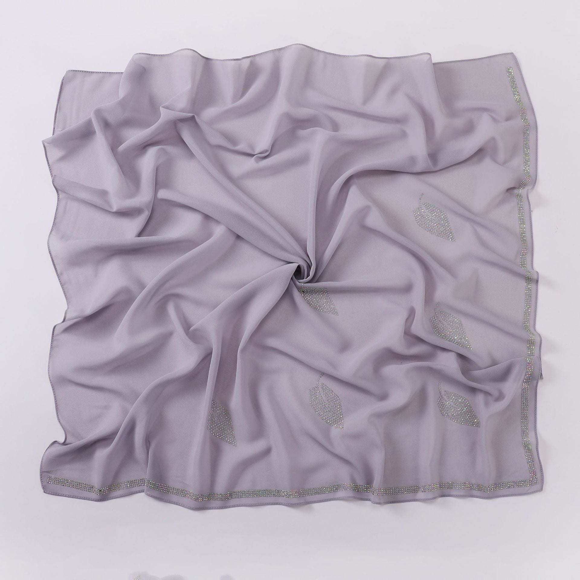 New Pearl Chiffon High Quality Middle East Hot Diamond Square Scarf 90 × 90cm Headscarf