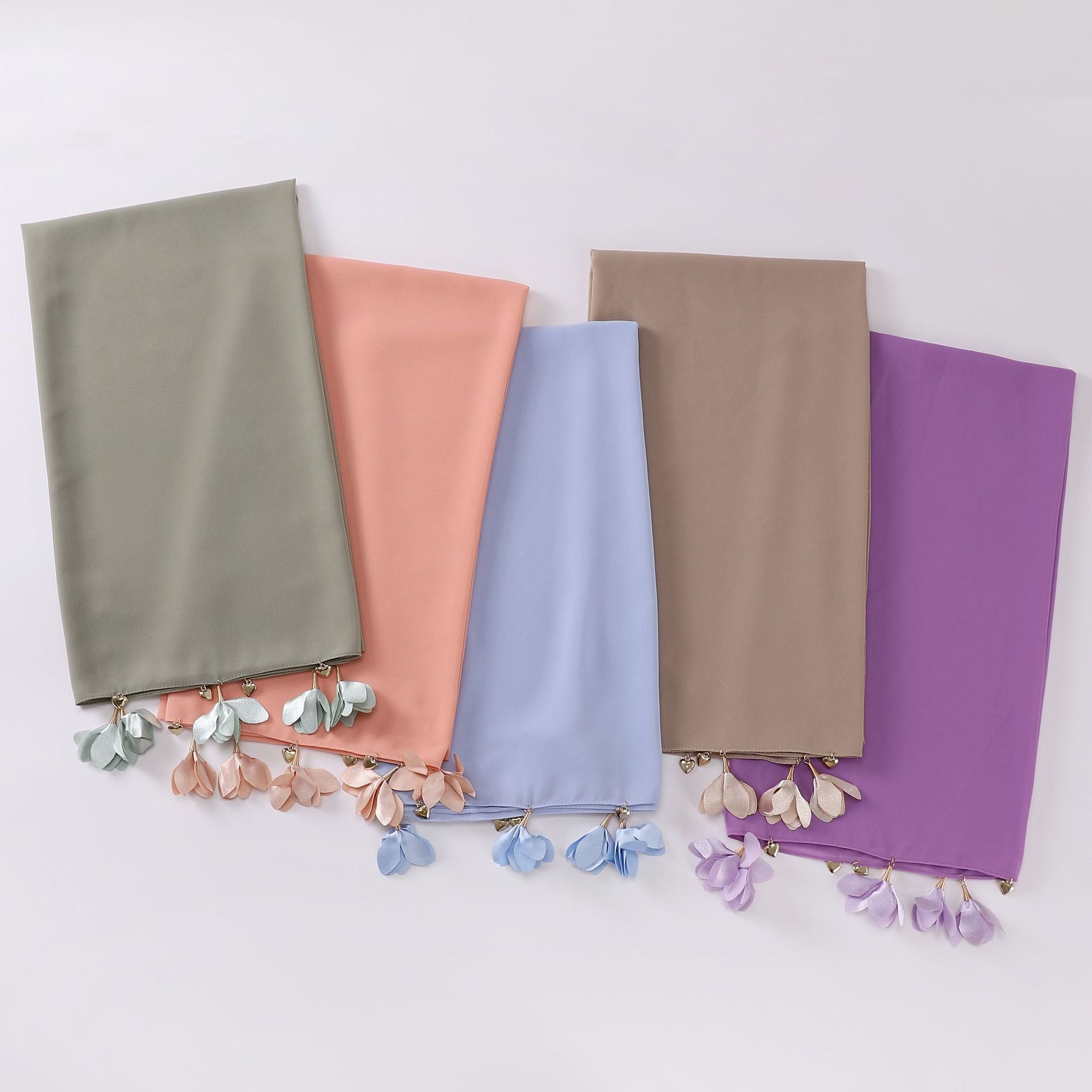 New handmade alloy love flower pearl chiffon scarf middle east headscarf yarn