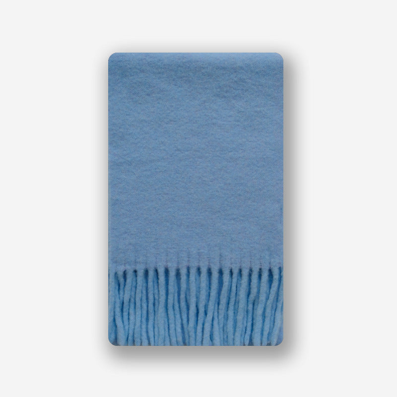 U's same style contains 32 wool solid color scarf for women, soft retro green wool in winter, ins atmosphere to increase the scarf