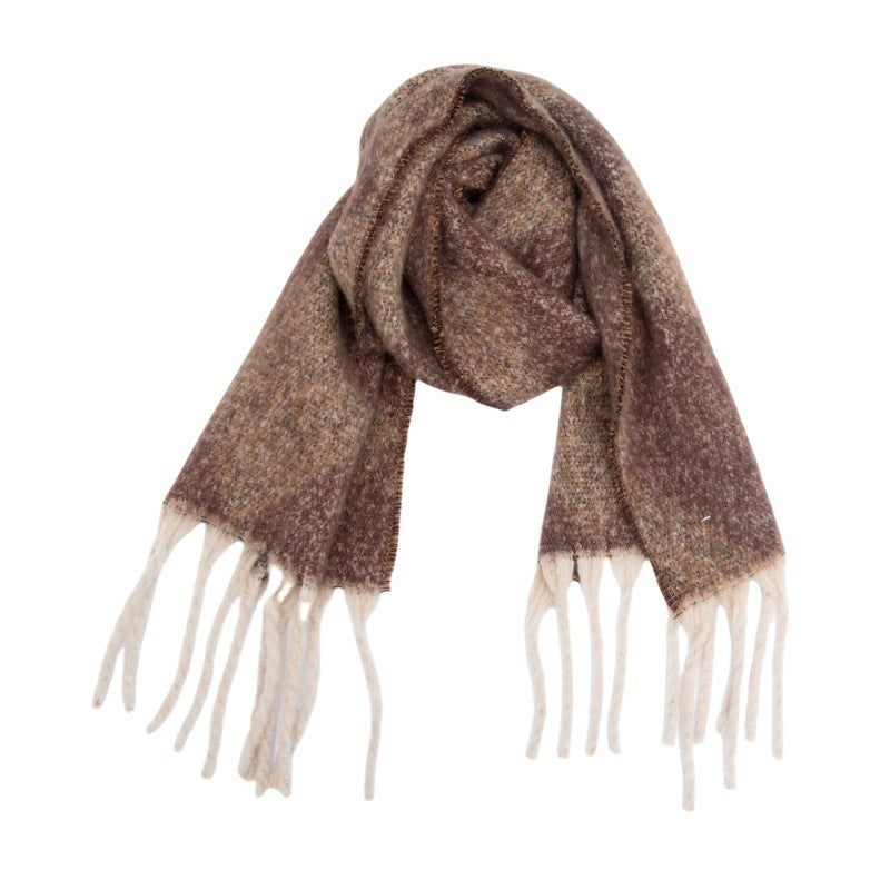 2025 new European, American autumn and winter circle yarn jacquard rhombus fringed scarf