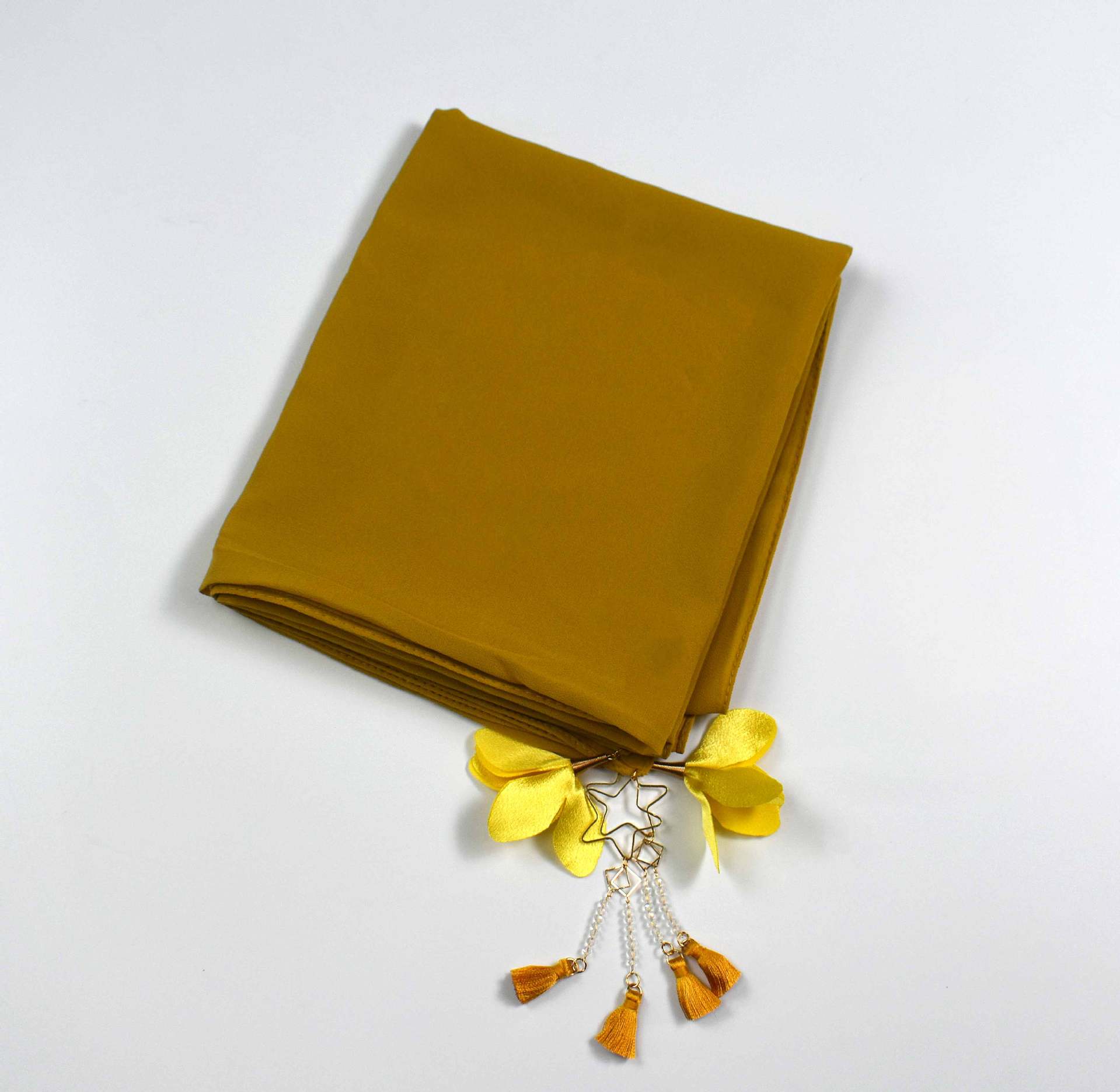 Monochrome pearl chiffon flower scarf  Malaysian headscarf Middle East Africa hijab