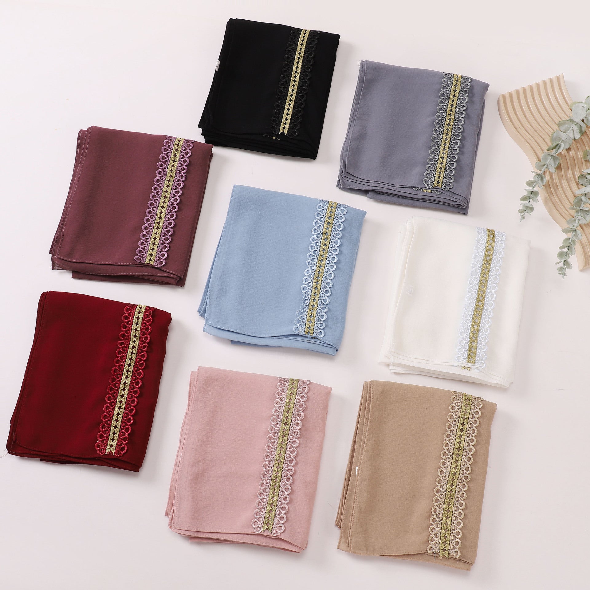 New pearl chiffon color lace long towel, yarn towel, Middle East, Africa, Malaysia, Indonesia headscarf