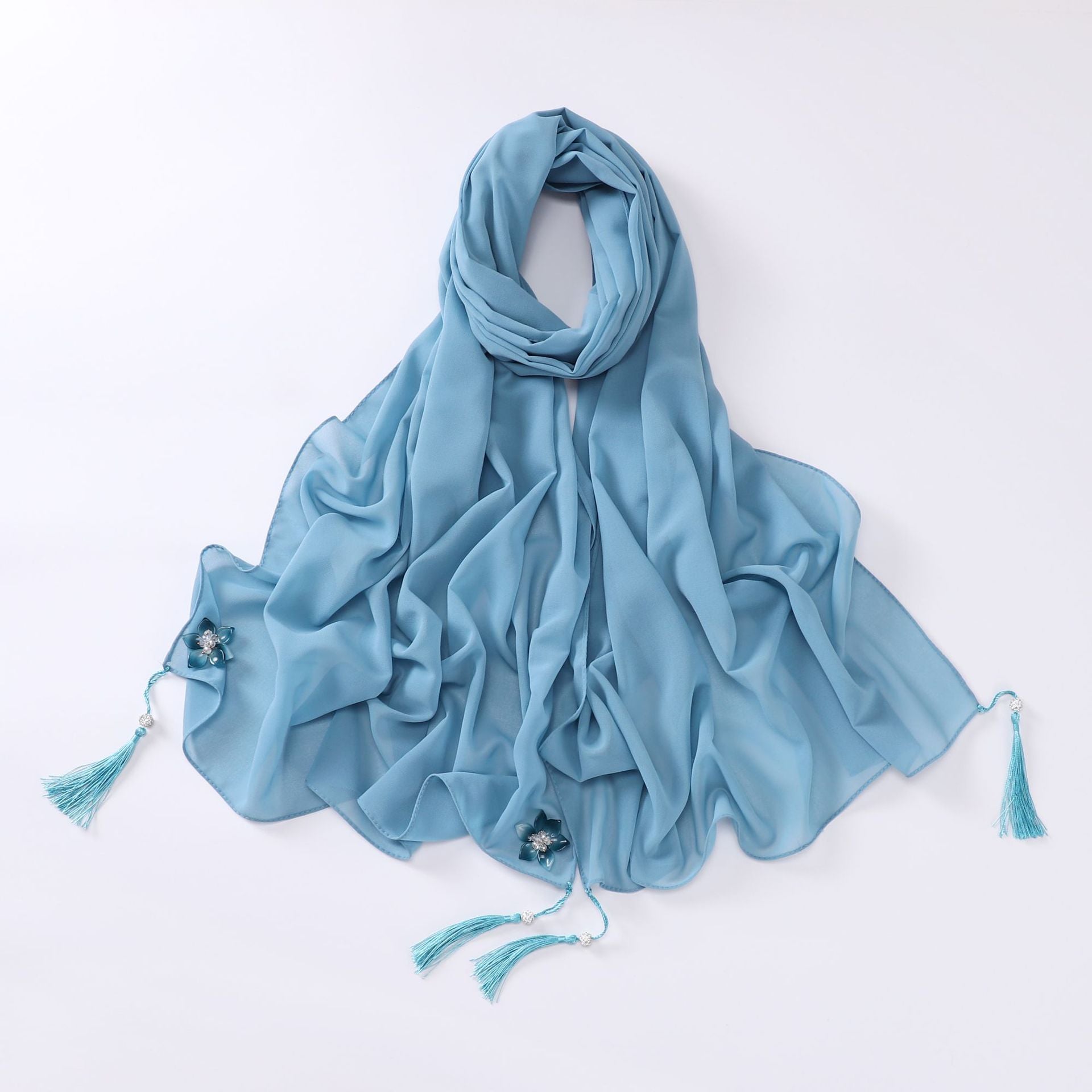 newdiamond tassel monochrome pearl chiffon  women's head scarf hijab