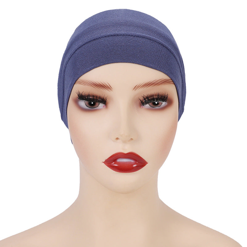 Modal monochrome tube hat bottoming cap, high elastic mercerized cotton women's Arabian scarf cap