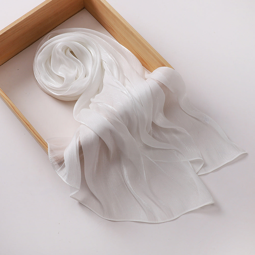 Breathable and Cool Island Satin Smooth Crepe Long Towel Malaysia Bright Silk Scarf Head Scarf