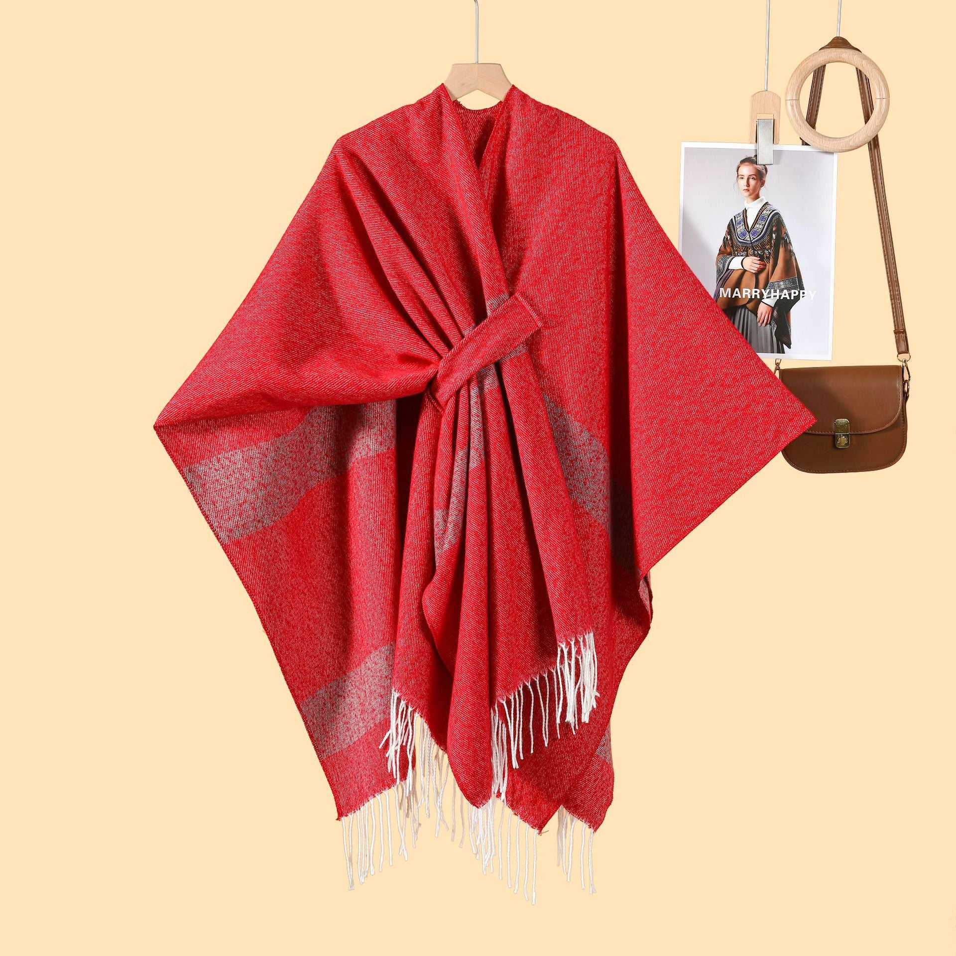 Ladies Shawl Atmosphere Warm Cloak Cloak Simple Straps