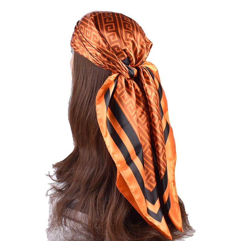 New fashion retro printing 90 * 90 satin large square scarf silk scarf, cross