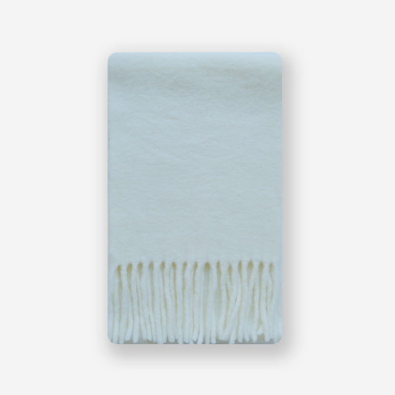 U's same style contains 32 wool solid color scarf for women, soft retro green wool in winter, ins atmosphere to increase the scarf