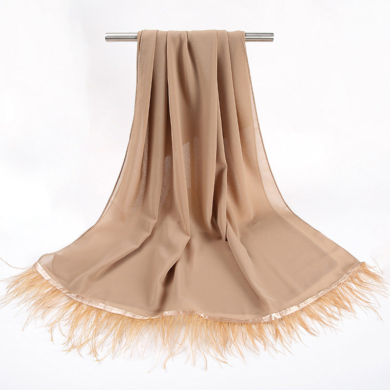 New pearl chiffon scarf feather  Middle East African headscarf hijab