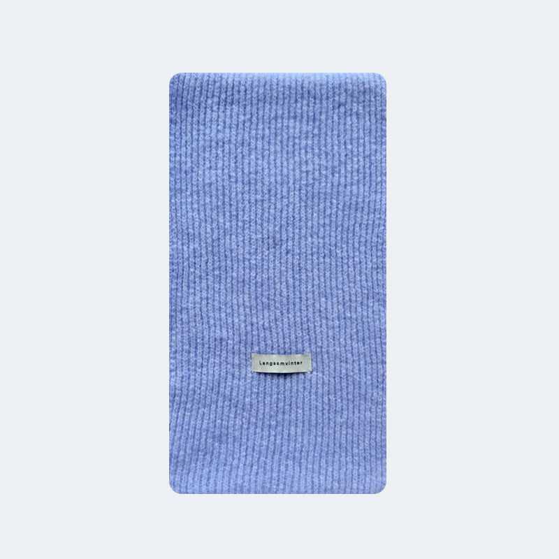 Wool blended solid color classic drawstring knitted scarf women's winter soft waxy Korean atmosphere wool scarf