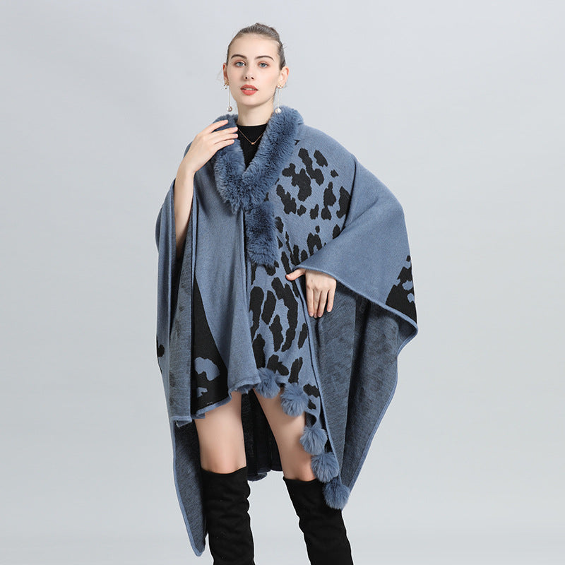 Europe, America, autumn and winter new large size loose fashion multi-purpose knitted cardigan women's cape shawl, knitted shawl 0970 #