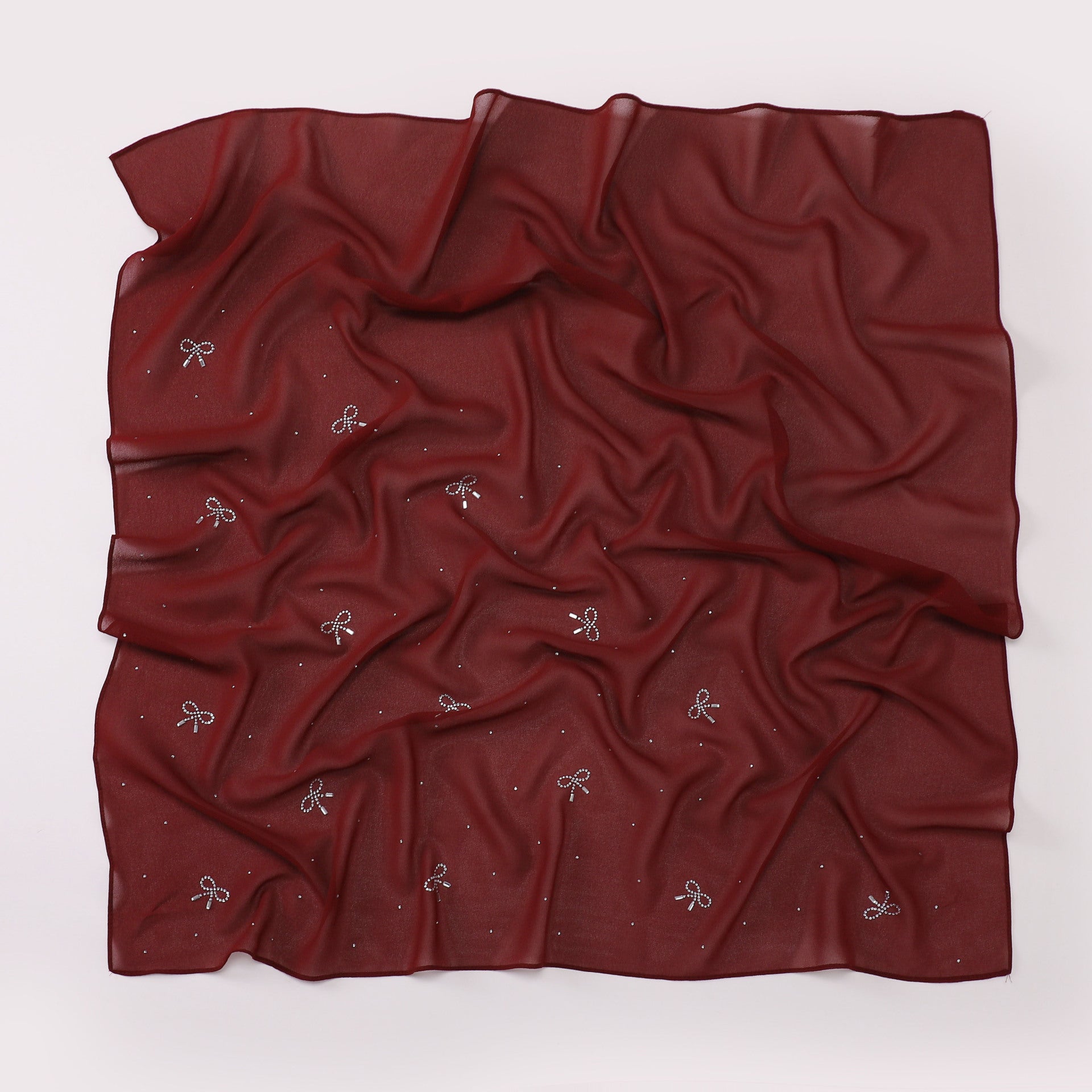 Simple solid color hot diamond pearl chiffon square scarf fashion scarf 90CM