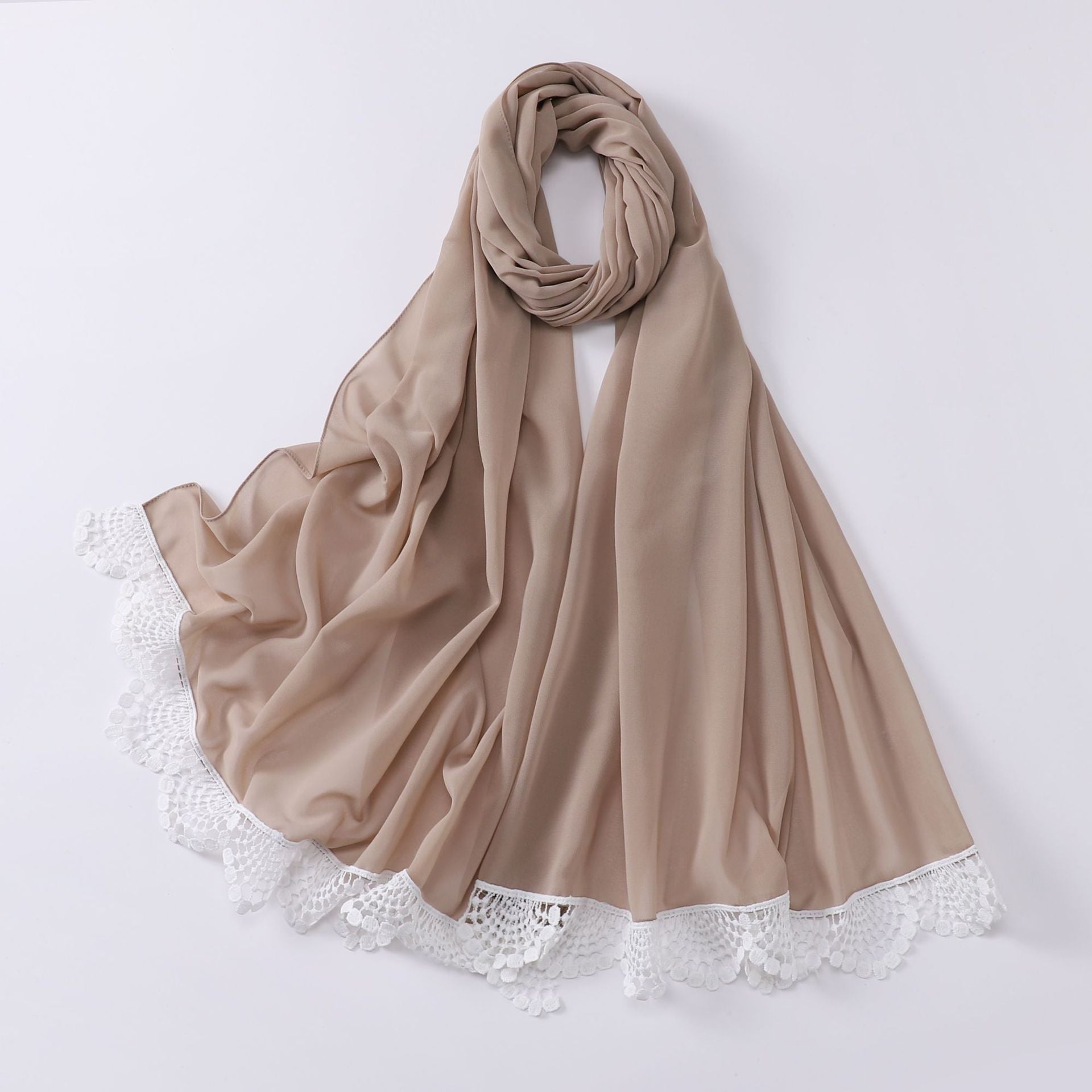 New solid color pearl chiffon lace scarf Middle Eastern headscarf  scarf Malaysia