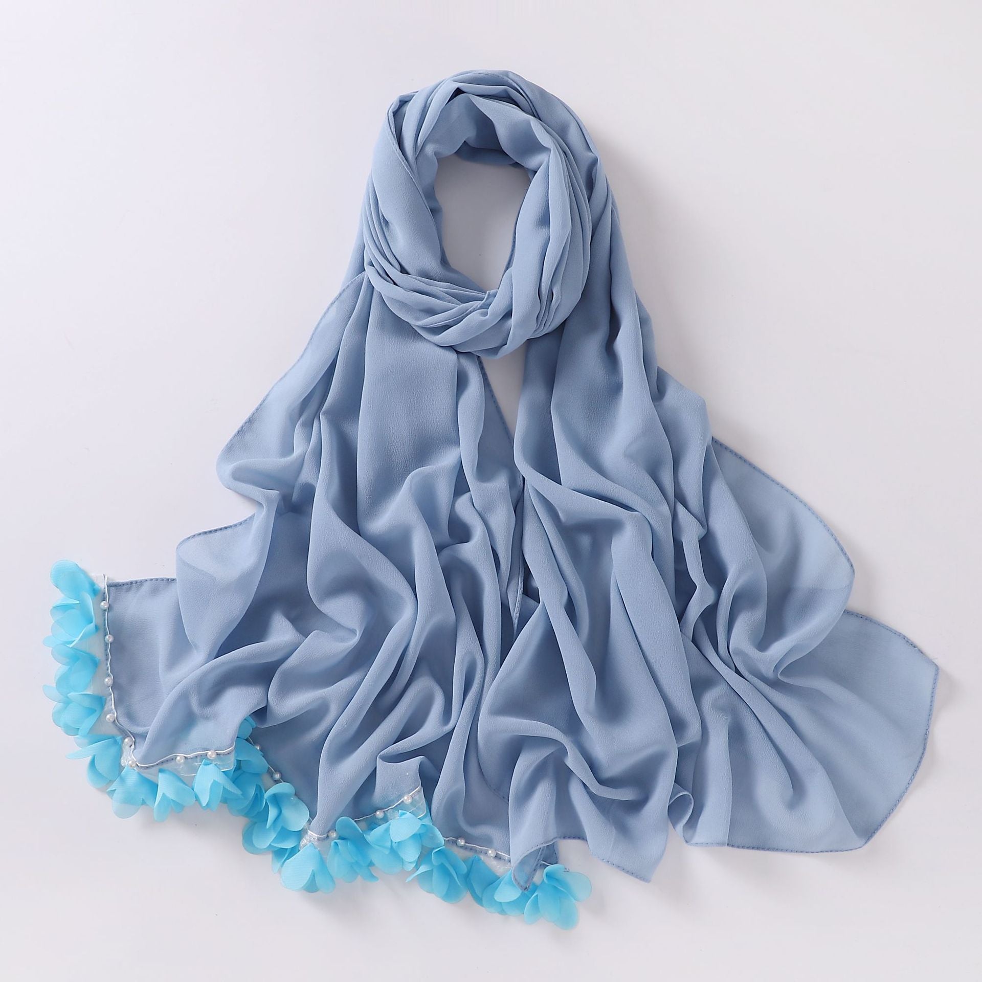 New pearl chiffon flower lace bead scarf middle east headscarf malaysia hijab
