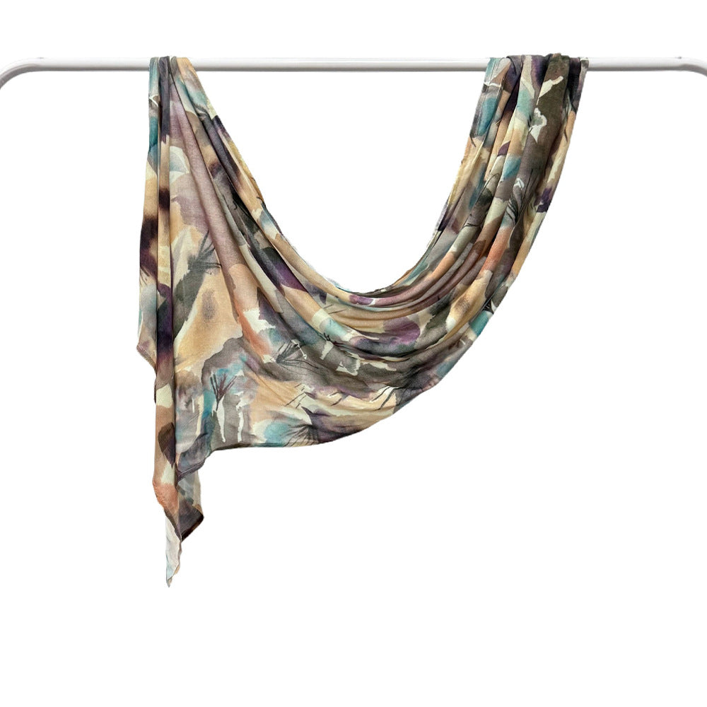 Modal cotton Jersey headscarf marble pattern digital print scarf ethnic Muslim shawl headscarf