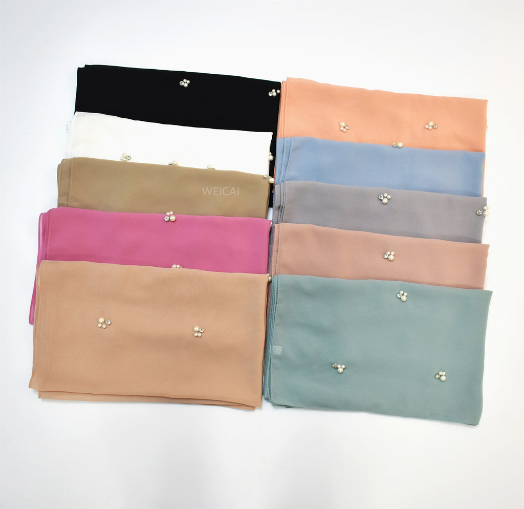 New Malaysian hijab nail pearl rhinestone chiffon scarf  scarf Middle East headscarf