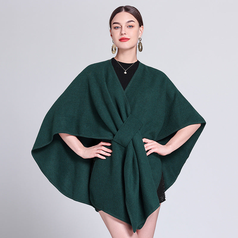 European and American autumn and winter new Internet celebrity temperament loose fashion scarf shawl with cape cape shawl women's coat