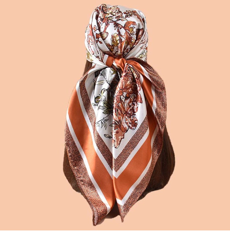 2025 Spring and Summer Butterfly Flying Printed Versatile Decorative Scarf Headscarf Silk Scarf 90 High Quality Satin Square Scarf