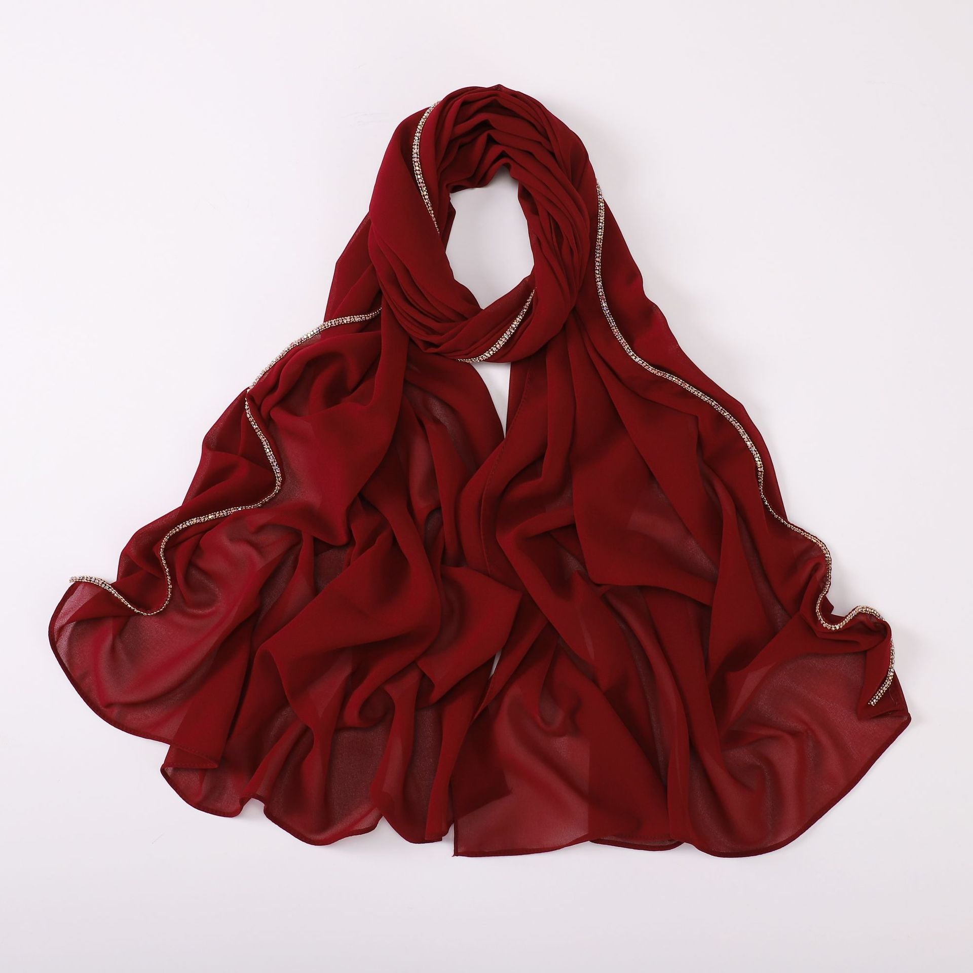 Diamond copper chain washable chiffon scarf yarn scarf Middle East Africa headscarf Malay headscarf