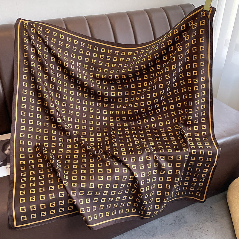 New square scarf, French retro silk scarf, women's twill silk scarf, neck cover, shawl printed scarf, weatherproof