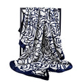 Spring new product, simple and elegant plant flower silk scarf, imitation silk satin 90cm square scarf, ethnic women's headscarf