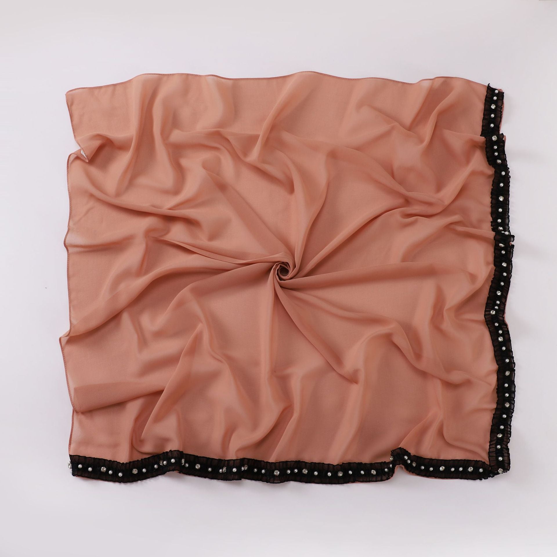 New Pearl Chiffon Bead Diamond Square Scarf Folded Lace 90 * 90cm Scarf Hijab