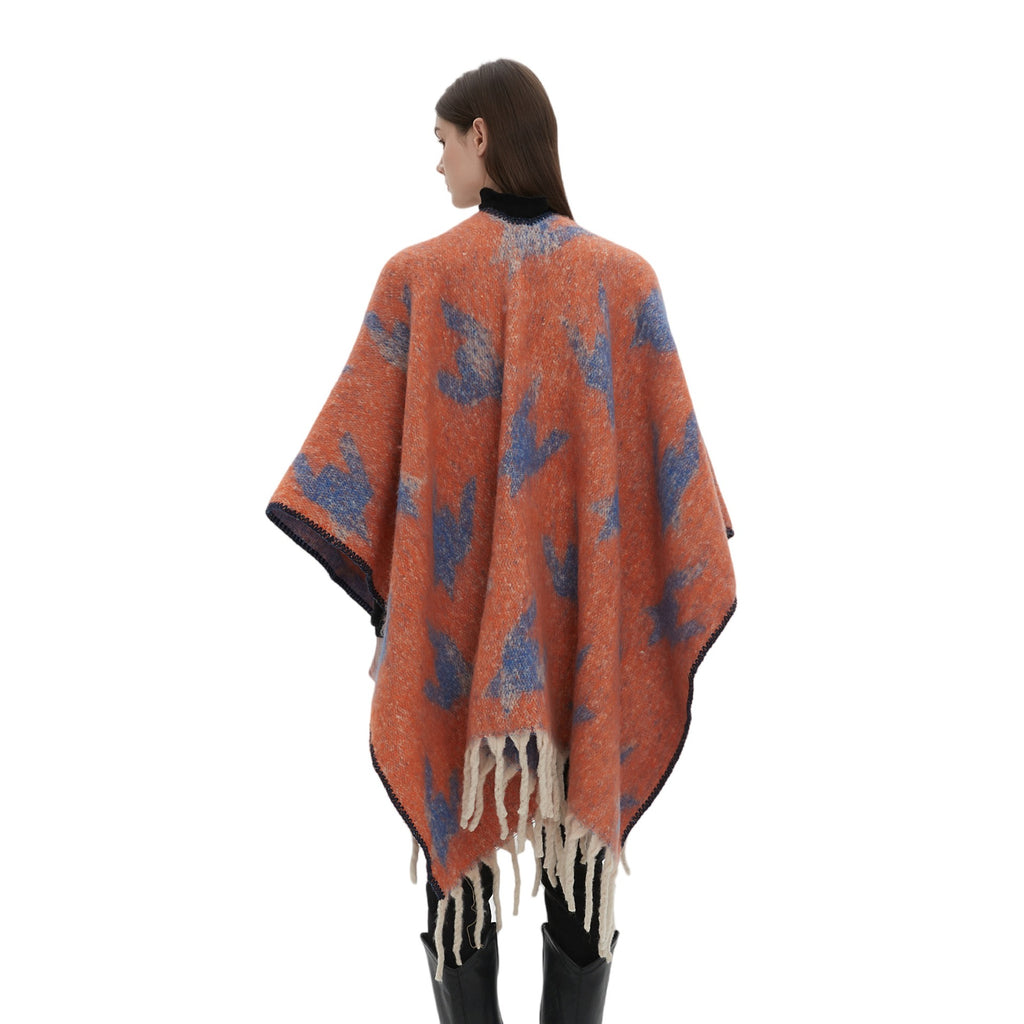 Shawl 2025 new European and American autumn and winter circle yarn imitation mohair thickened thousand bird grid shawl