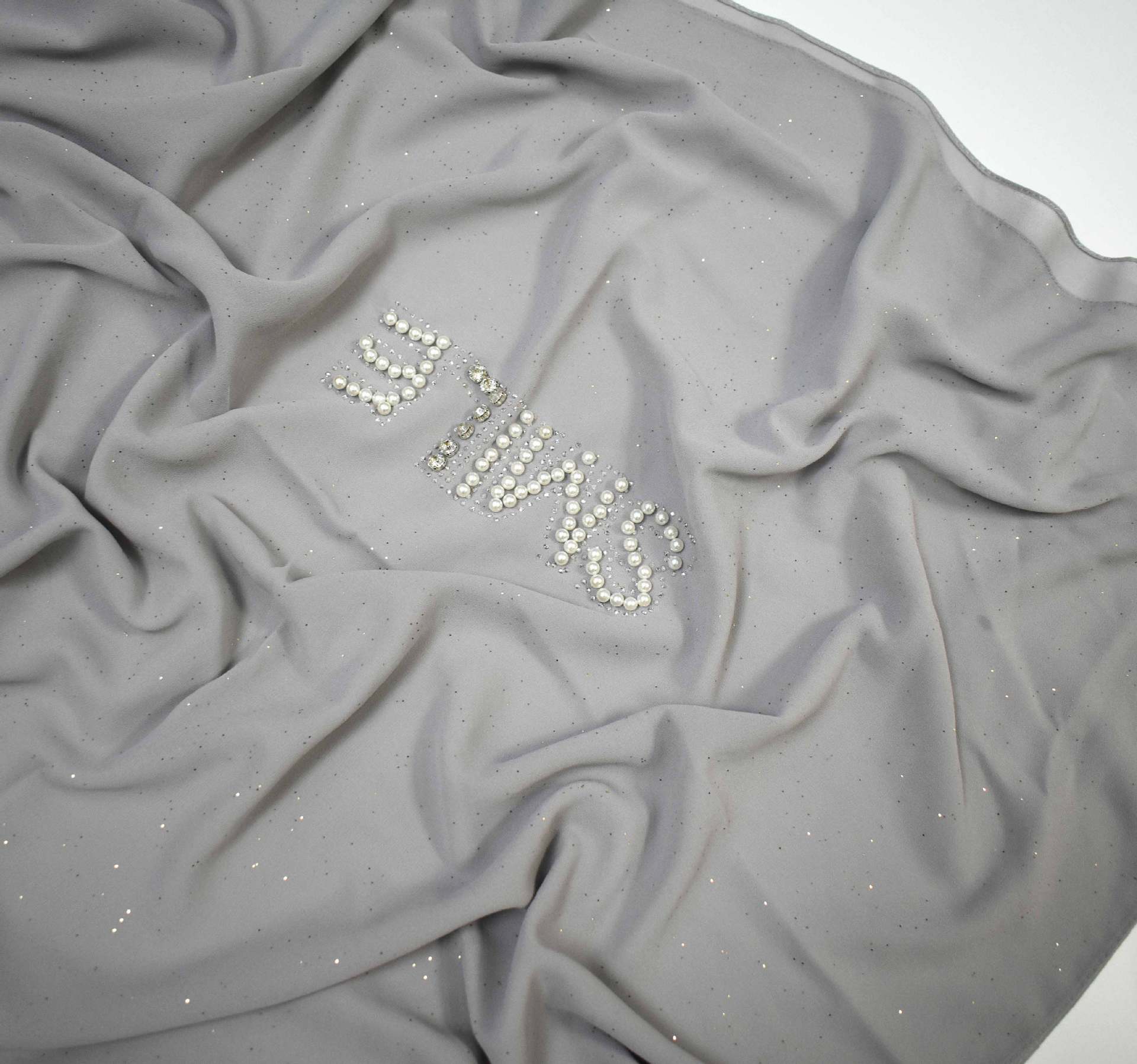 Can sprinkle gold pearl chiffon scarf hot diamond bead fixed diamond hijab