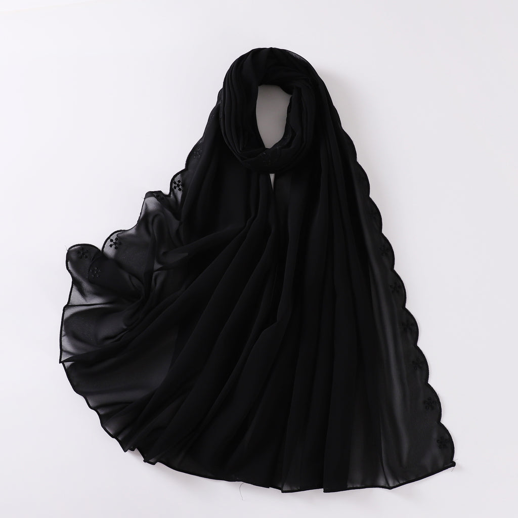 New embroidered pearl chiffon scarf female Malaysia headscarf  Middle East Africa hijab