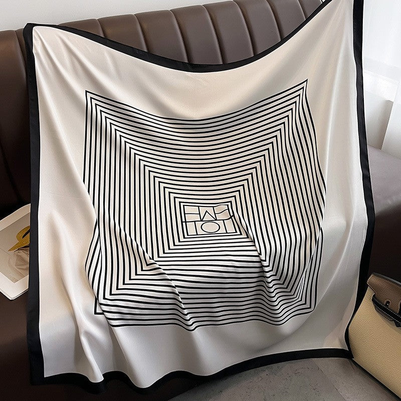 New square scarf, French retro silk scarf, women's twill silk scarf, neck cover, shawl printed scarf, weatherproof