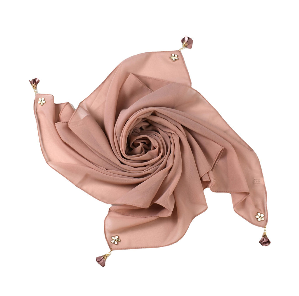 New solid color pearl chiffon square scarf 90 headscarf ins small fresh silk scarf yarn hijab