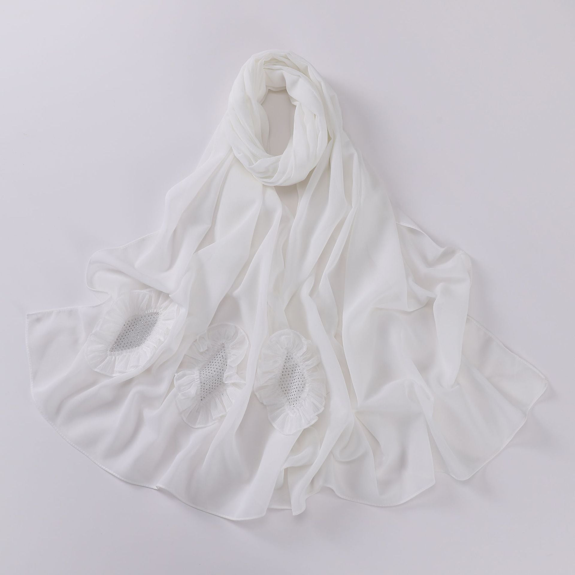 New pearl chiffon scarf, hot diamond pleated lace long scarf, Middle East and Africa headscarf, Malay hijab