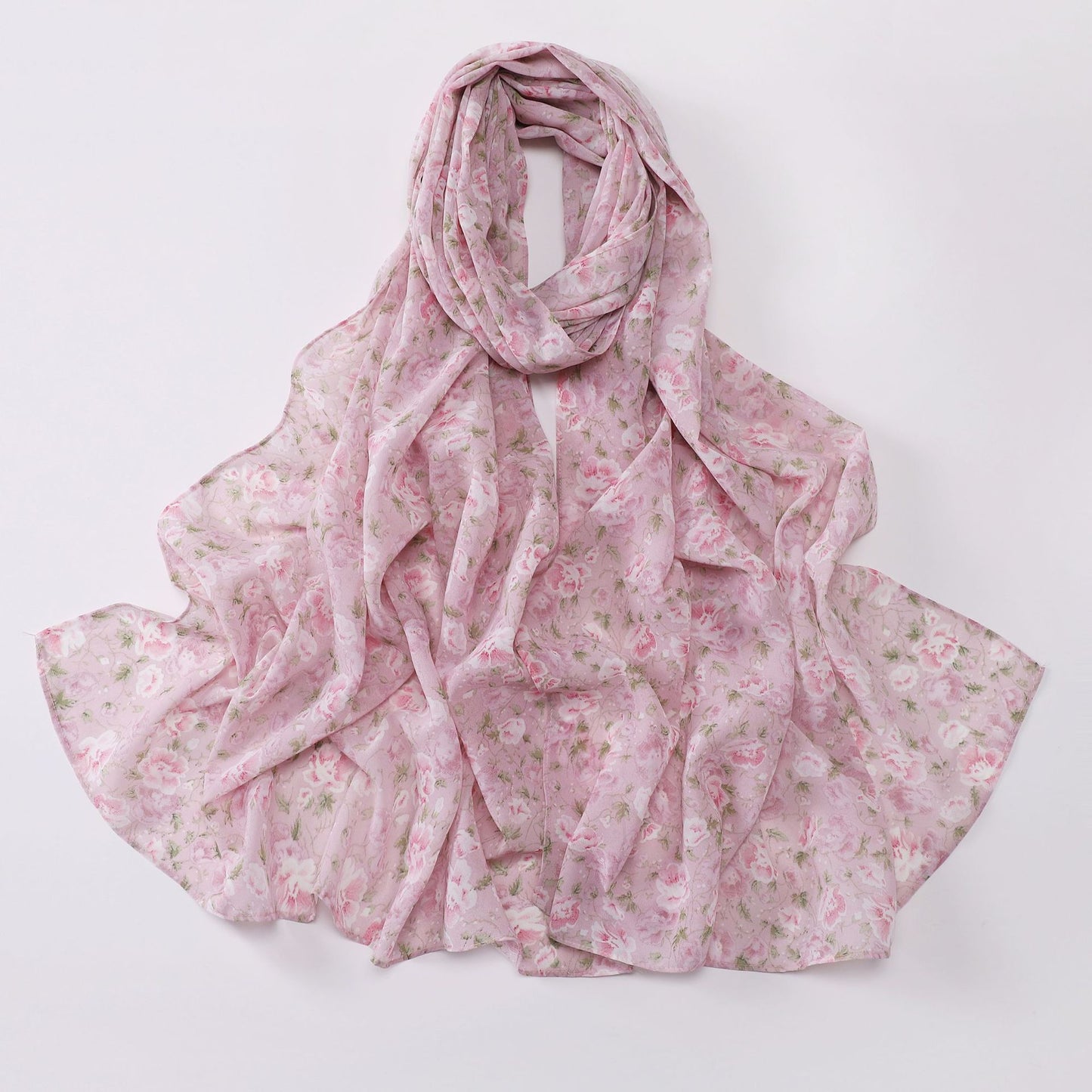 Spring pearl chiffon print floral scarf middle east headscarf yarn oil painting style hijab