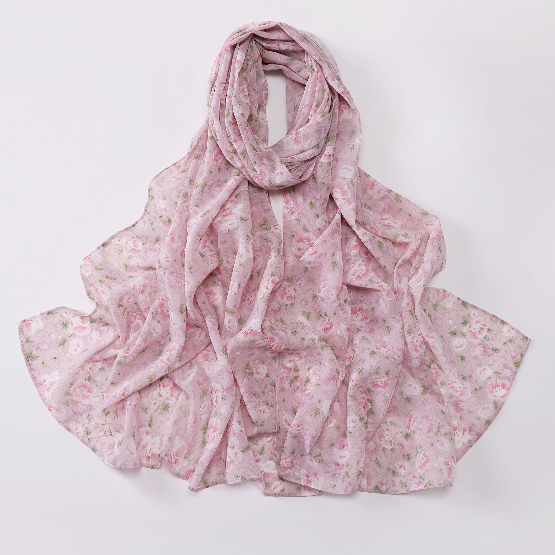 Spring pearl chiffon print floral scarf middle east headscarf yarn oil painting style hijab