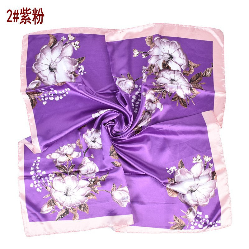 New Fashion Retro Floral Pattern Printing 90 * 90 Satin Large Square Scarf Silk Scarf