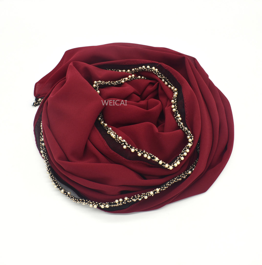Bubble chiffon jewelry chain solid color chiffon scarf Malaysian headscarf hijab