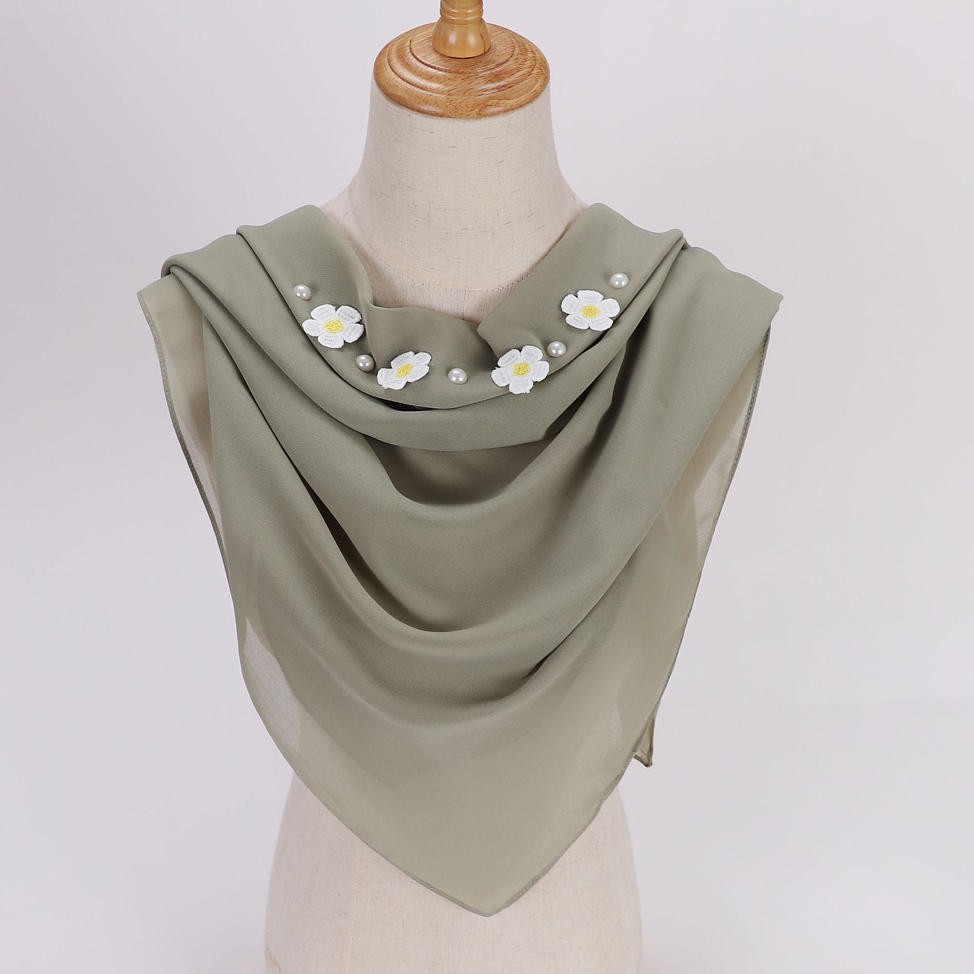 New fashion gardenia pearl chiffon square scarf  scarf 90cm square scarf