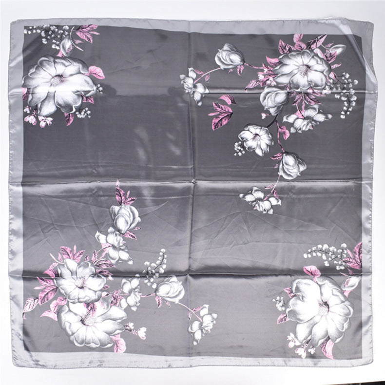 New Fashion Retro Floral Pattern Printing 90 * 90 Satin Large Square Scarf Silk Scarf