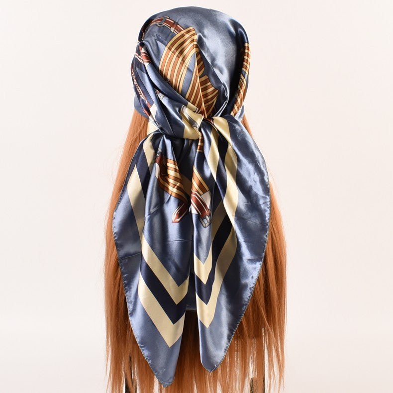 Summer new geometric pattern 90-color large square scarf women's plain weave printing, silk scarf scarf one piece hair