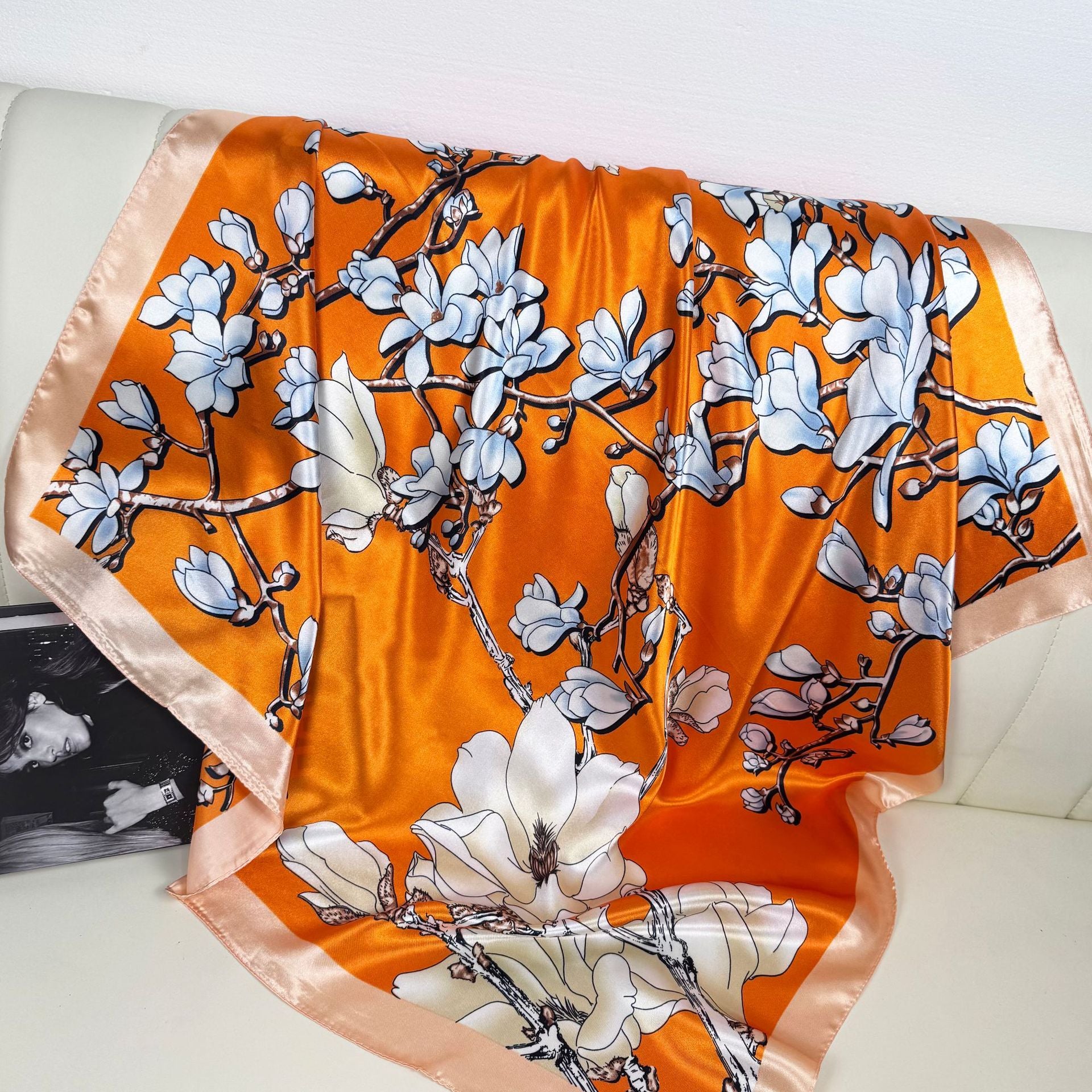 Fashion versatile retro national style plant flower print scarf, decorative scarf, Malay women's headscarf