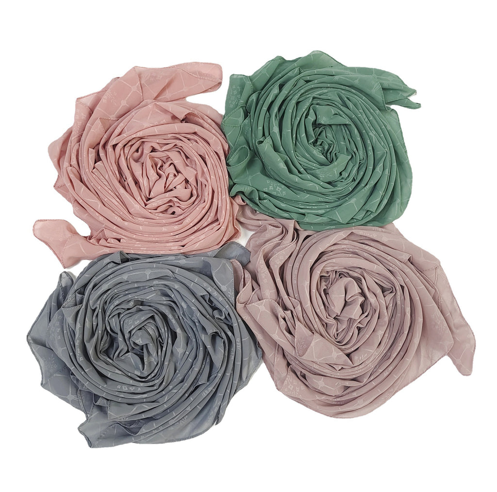 Customized various sizes Chiffon cotton polyester long scarf Square scarf Embossed printing Middle East headscarf