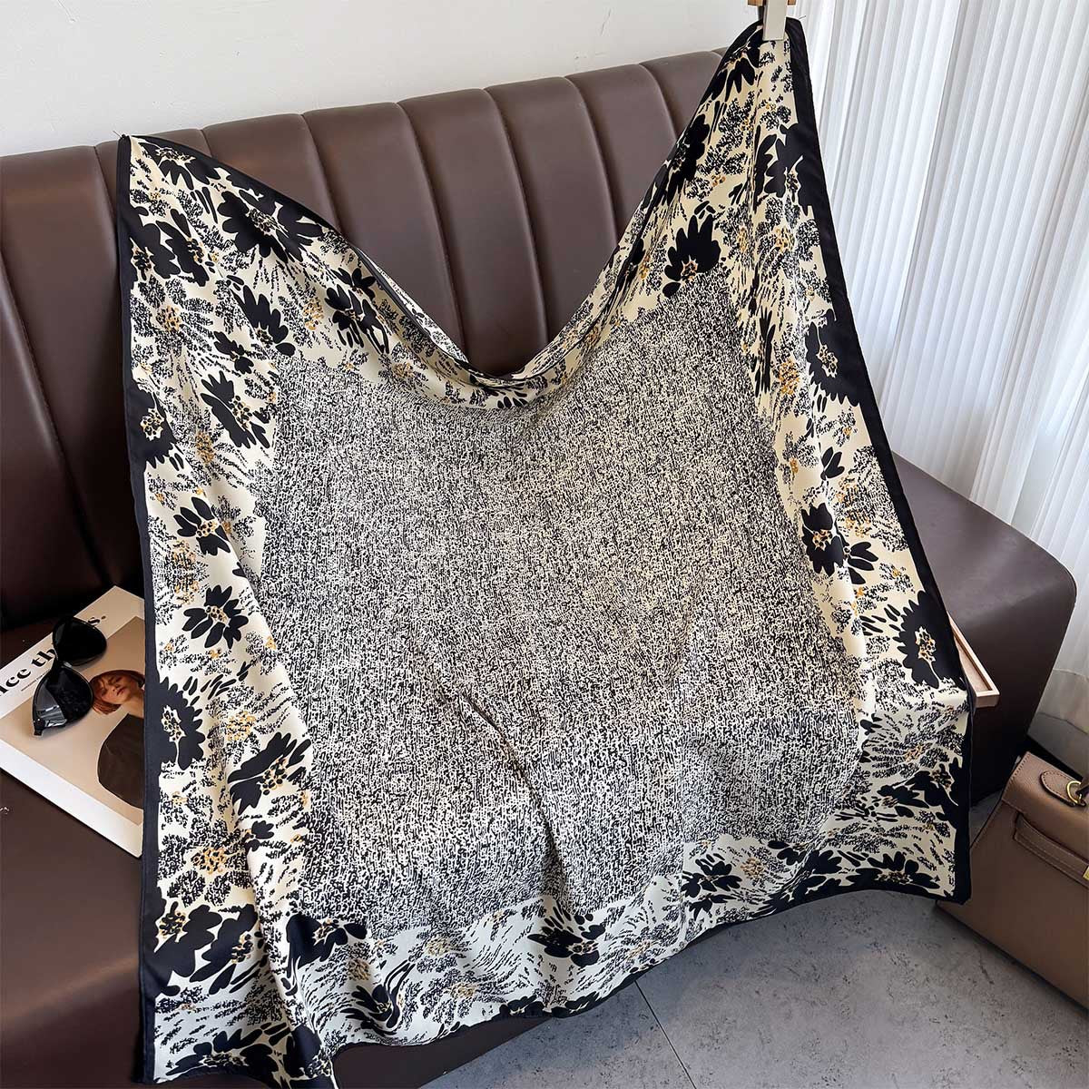 Spring and summer twill 90 square scarf travel silk scarf printed shawl flower sweet age-reducing scarf scarf multi-functional tide