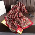 Korean version of fashion versatile Guochao ethnic style totem printing long silk scarf, simple and elegant temperament women's air-conditioned room shawl