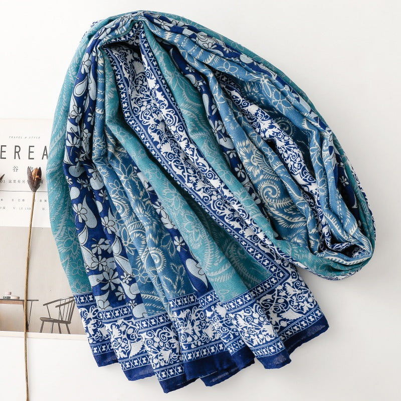 Scarf Fashion Cashew Paisley Printed Silk Scarf Long Travel Holiday Shawl Women
