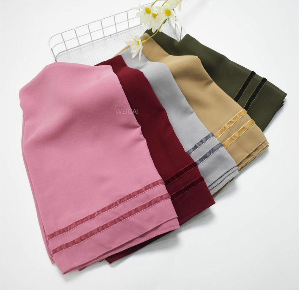 New solid color chiffon  bilateral long scarf thin Middle East headscarf Malaysia Indonesia hijab