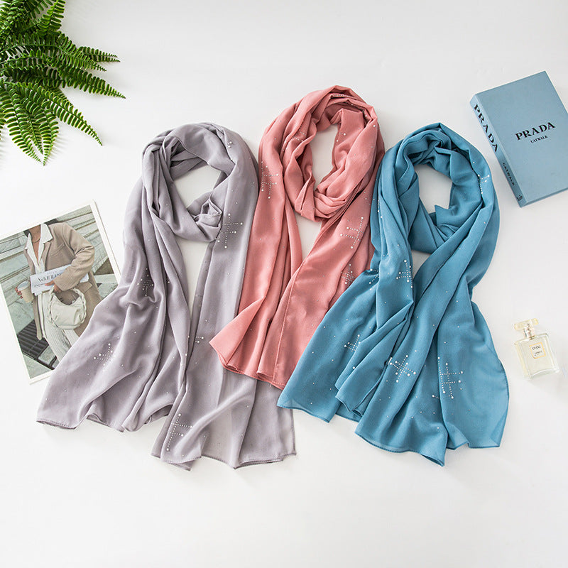 Chiffon ceramic hot diamond scarf  scarf Middle East Africa headscarf Malay headscarf