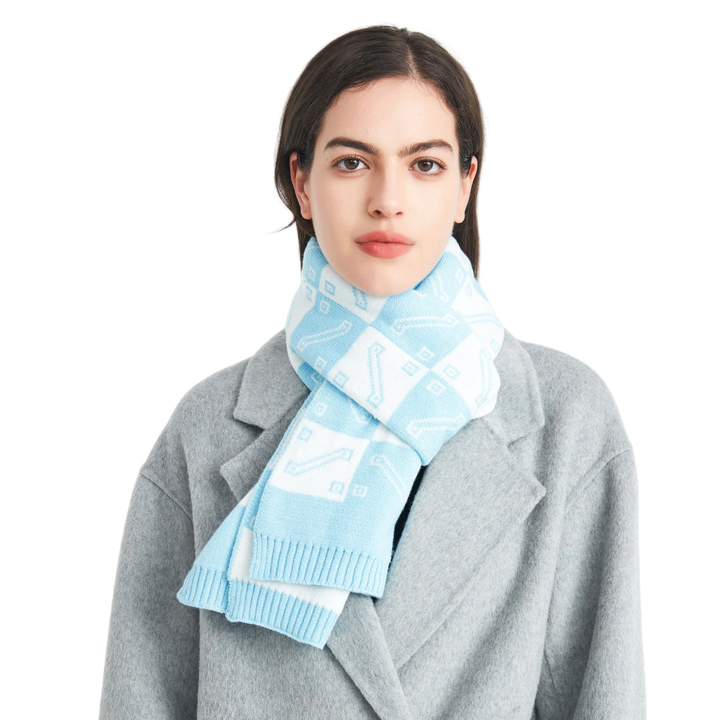 New autumn and winter wool scarf Korean version of male and female student couple acrylic knitted plaid scarf