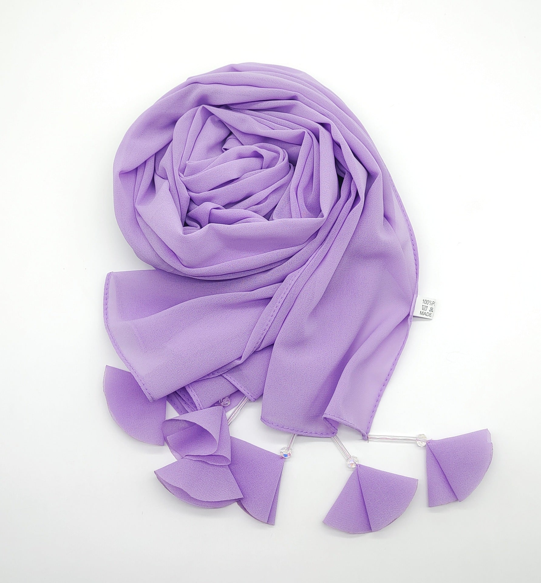 New crystal flower fringed pearl chiffon long towel women's hijab malaysia Indonesian Headscarf